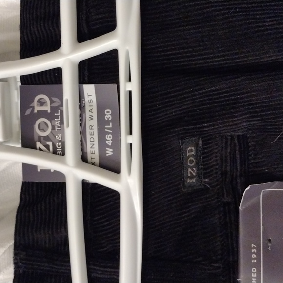 NWT Izod Cords Classic Straight Pleated Extender Waist Pants 46x30 Cotton - Picture 3 of 8
